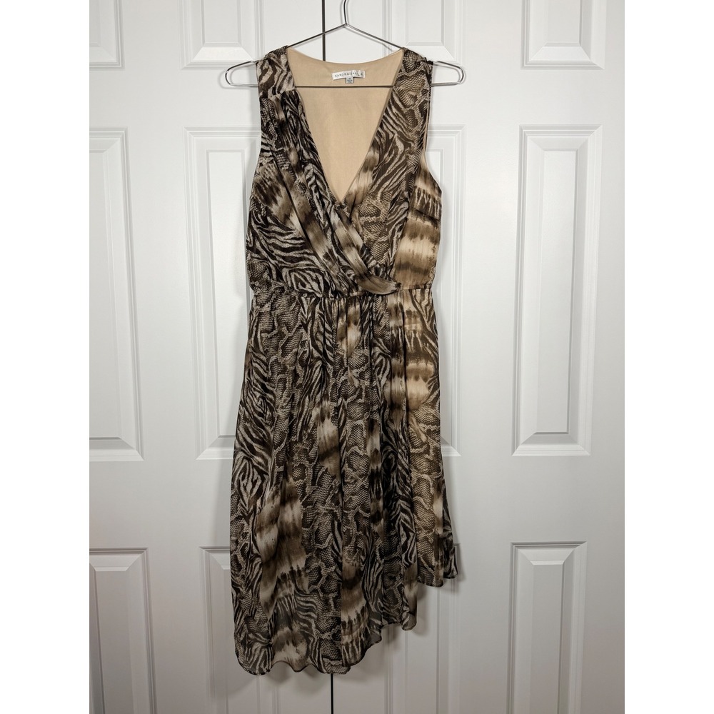 Sandra Darren Mixed Animal Print High Low Sleeveless Dress Size 10